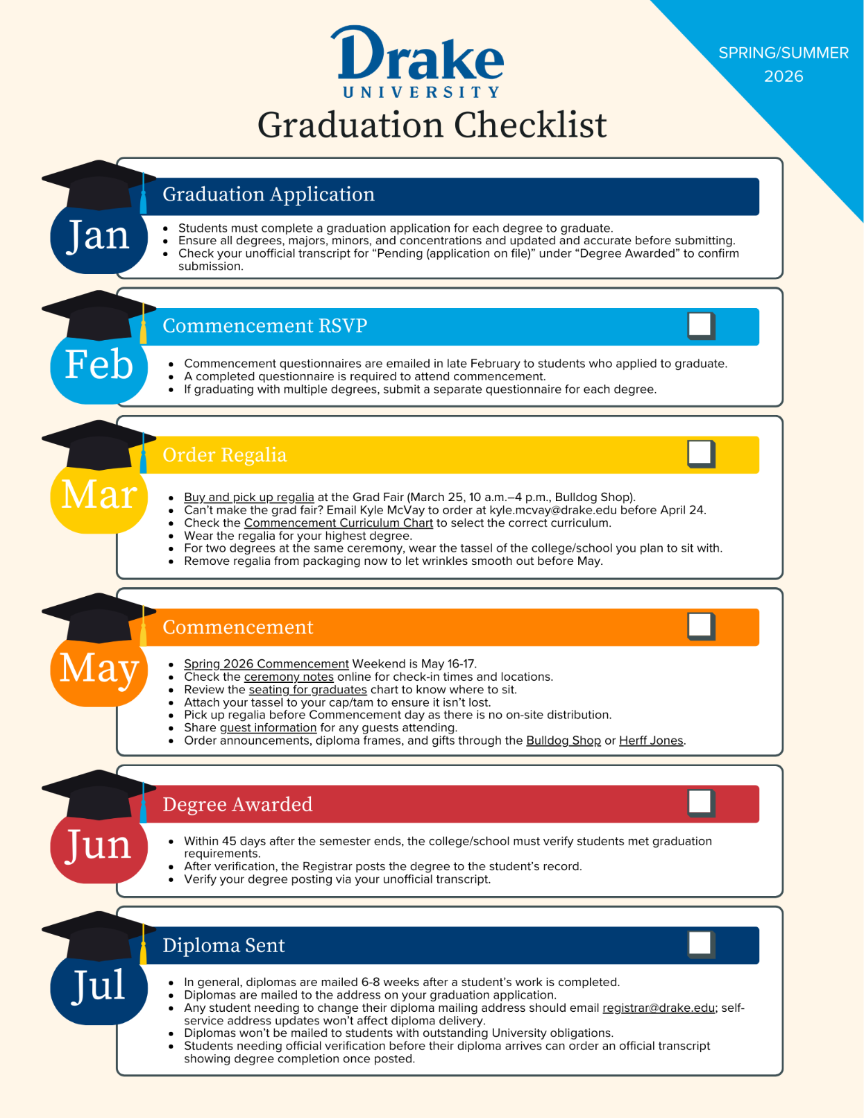 Spring 2026 graduation checklist